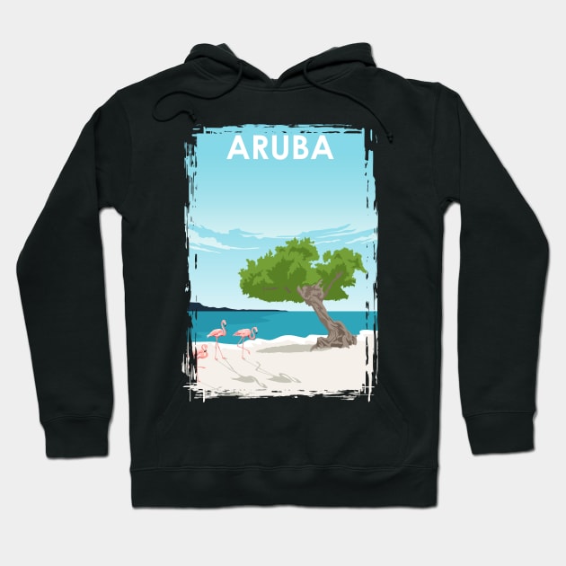 Aruba Travel Poster Hoodie by jornvanhezik